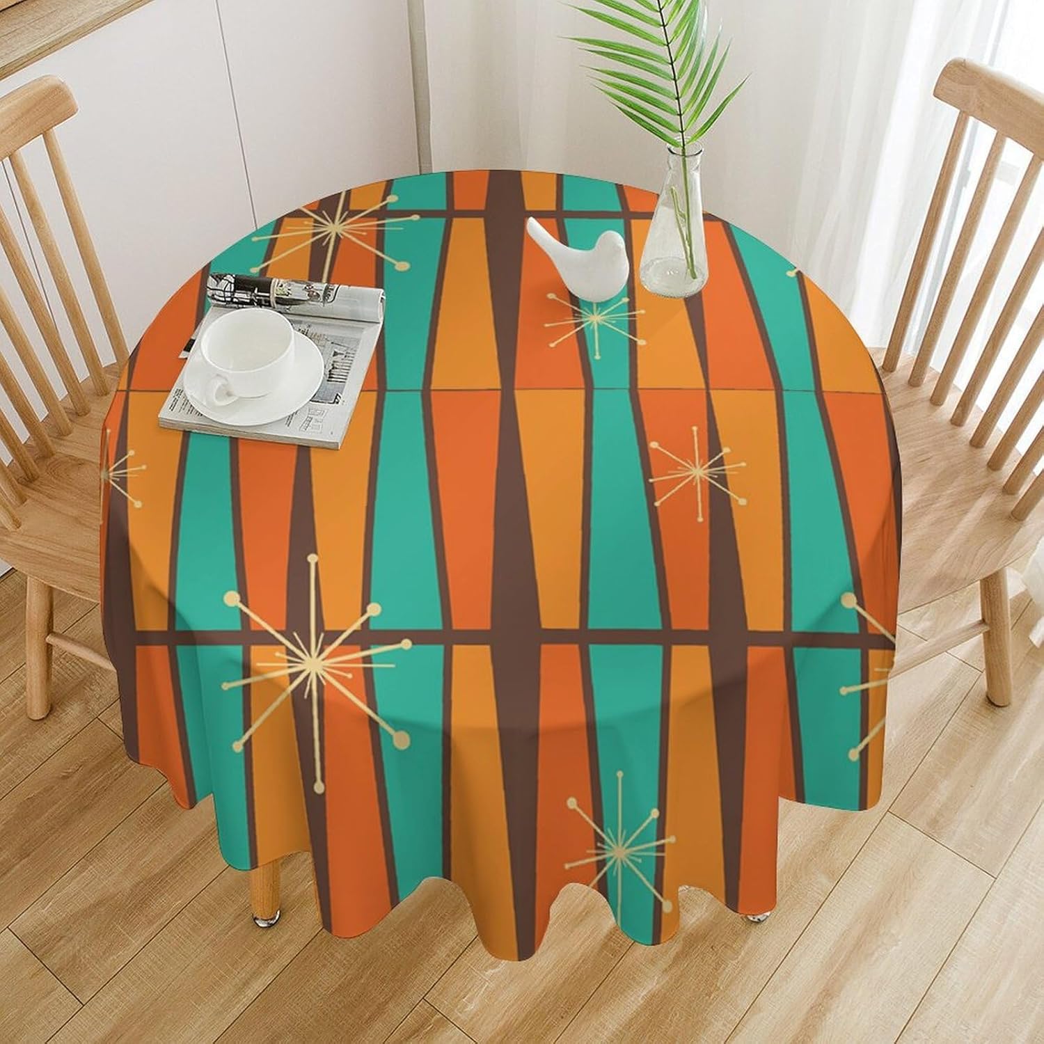 Century Textile & Sewing Supply Photos - Tovaglia Rotonda Geometrica Arancione Gialla Stile