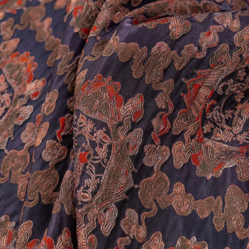 Sewing Fabric - Tessuto Jacquard Floreale in Rayon Rosso