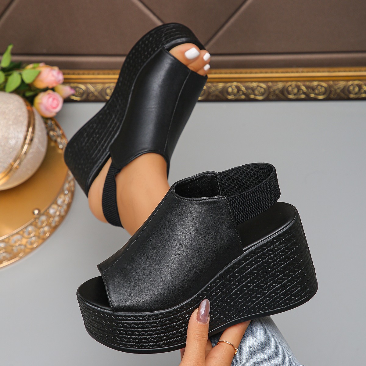 Elastic Waistband Roll - Sandali da donna Sandali con zeppa